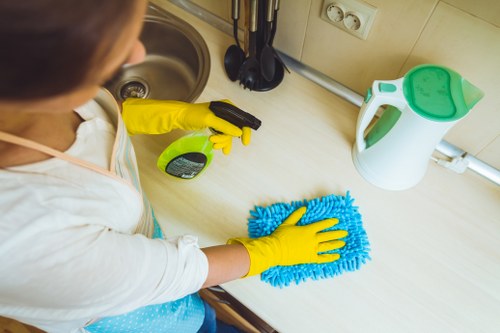 Close-up of mattress stain treatment and sanitising