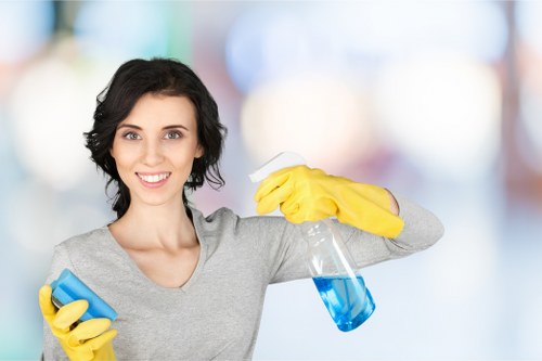 Safe and professional carpet cleaning service with protective equipment